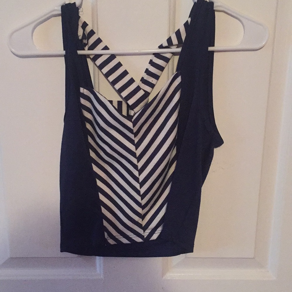 Blue and white crop top